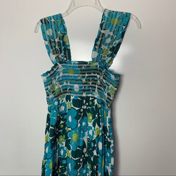 Floral Ruffle Y2K Garden Fairy Cottage Babydoll Ruched Dress Sundress Medium - Picture 2 of 4